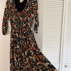 Anthropologie Black Floral Maxi Dress
